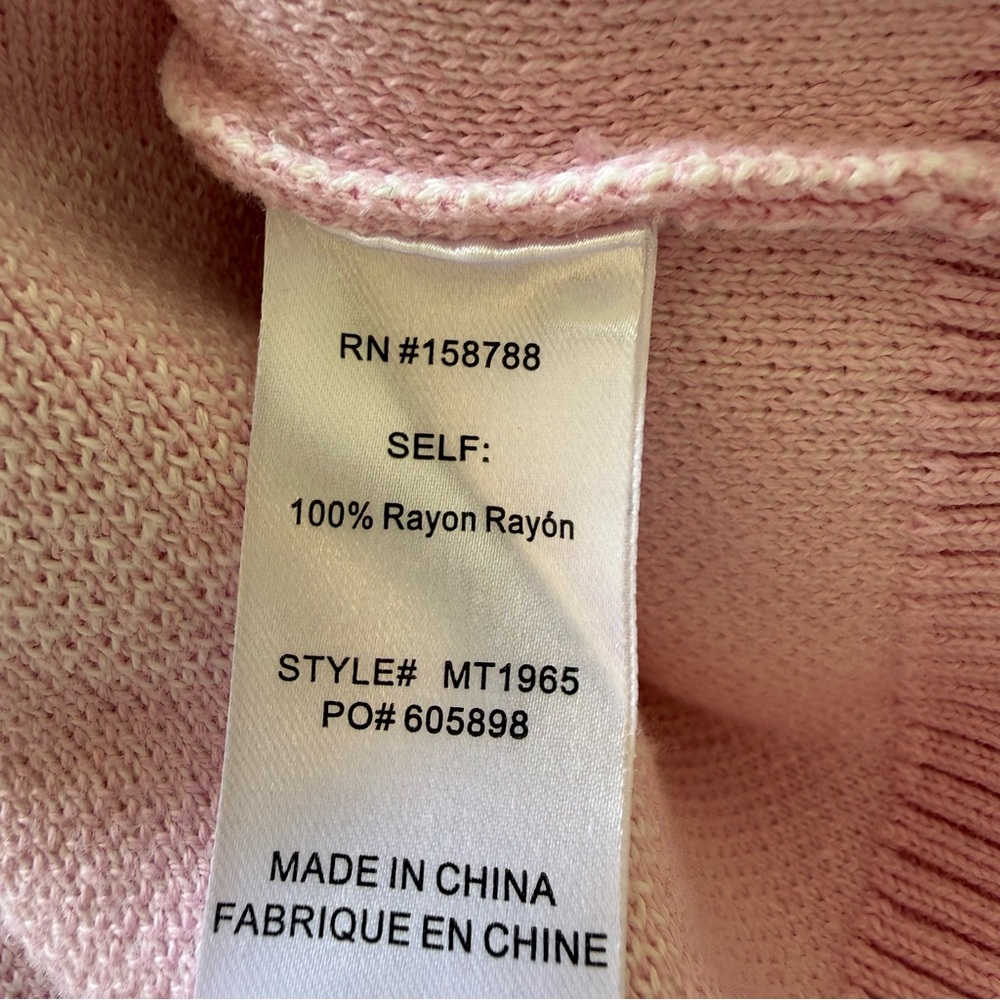 Maple Cropped Crewneck Sweater small Light Pink White Bow long sleeves knit - Picture 8 of 10